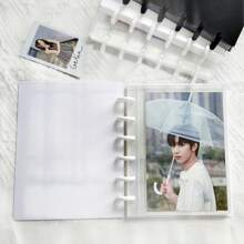Youcheng Youpin 1 peça de álbum de fotos fofo 4x6, fichário de fotos de cartão postal Kpop de 6 pol., livreto de adesivos faça você mesmo em cores sólidas, preto/branco/transparente, álbum de fotos de grade única em atmosfera simples e de cor sólida, folhas soltas de PP, sem ácido e sem PVC, para armazenar cartões de fotos, armazenamento e exibição de fotos de família