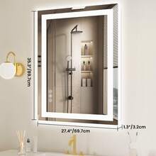 OLIXIS LED Bathroom Vanity Mirror For Wall With Anti-Fog, Dimmable Rectangle Mirrors With Front Light And Backlit, Memory Function, Tempered Glass, Shatter-Proof, Horizontal & Vertically - 白色 - 查看 2