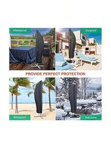 غلاف شمسية حديقة مقاوم للماء قطعة واحدة، للشمسيات الحديقية الخارجية من 9 إلى 12 قدم، أسود