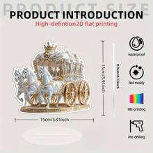 Đồ trang trí trung tâm xe ngựa cưới hoàng gia bằng Acrylic 2D - Phong cách Boho thanh lịch với bánh xe vàng và ngựa trắng, đồ trang trí bàn chống trầy xước chống thấm nước cho đám cưới trong nhà/ngoài trời, tiệc tùng, nhà ở và văn phòng, món quà lý tưởng cho Lễ Tạ ơn, Giáng sinh, năm mới - Nhiều màu - Xem 7