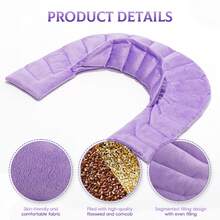 1 pieza Almohadilla térmica para cuello y hombros/espalda, calentable en microondas - Almohadilla suave con calor y enfriamiento, calentador de cuello con calor húmedo, (mezcla de hierbas naturales al 100%), regalo para mujeres en Navidad y festivales (Morado) Sin necesidad de batería