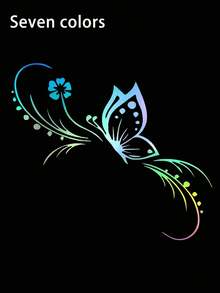 1pc Fashionable Butterfly Car Sticker, Reflective Butterfly Floral Engine Hood Car Decal