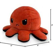 Original Reversible Octopus Pillow - Black + Orange - Adorable Sensory Fidget Animal To Show Your Mood - Perfect For Halloween! - 憤怒紅+狂怒黑 - 查看 6