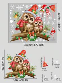 1/2/3pcs Christmas Wall Stickers, Owl Branch Snowflake Wall Stickers, Window Glass Christmas Decoration, Self-Adhesive Wall Stickers, Self-Adhesive Detachable, No Electricity Required.Perfect And Christmas Gift For Couples, Parents And Friends. Christmas Decorations Christmas Decorations Home Home Decor Room Decor
