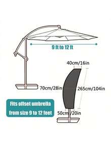 غلاف شمسية حديقة مقاوم للماء قطعة واحدة، للشمسيات الحديقية الخارجية من 9 إلى 12 قدم، أسود