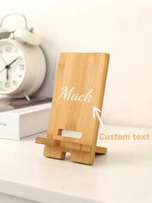 1pc Customizable Wooden Phone Stand, 1pc Adjustable Multi-Angle Desktop Holder, Compatible With Smartphones For Home And Office Use, Slouchy Wooden Phone Stand, Detachable Phone Stand For Live Streaming And Binge Watching, Minimalist Creative Solid Wood Stand - Multicolor - View 3