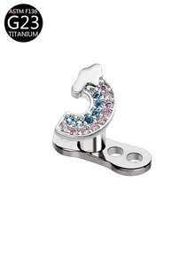 1pc Minimalist Titanium Embedded Cubic Zirconia Flower, Cross, Star Decor Piercing Stud, Suitable For Wearers