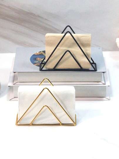 1 szt. żeliwny stojak na serwetki – trójkątny, pusty wzór, organizer stołowy, odpowiedni do kuchni, kawiarni, restauracji i hotelu – elegancka dekoracja stołu jadalnego, akcesorium kuchenne | Dekoracyjny trójkątny, pusty wzór | Wykwintne wykonanie – stojak na serwetki – stojak na serwetki