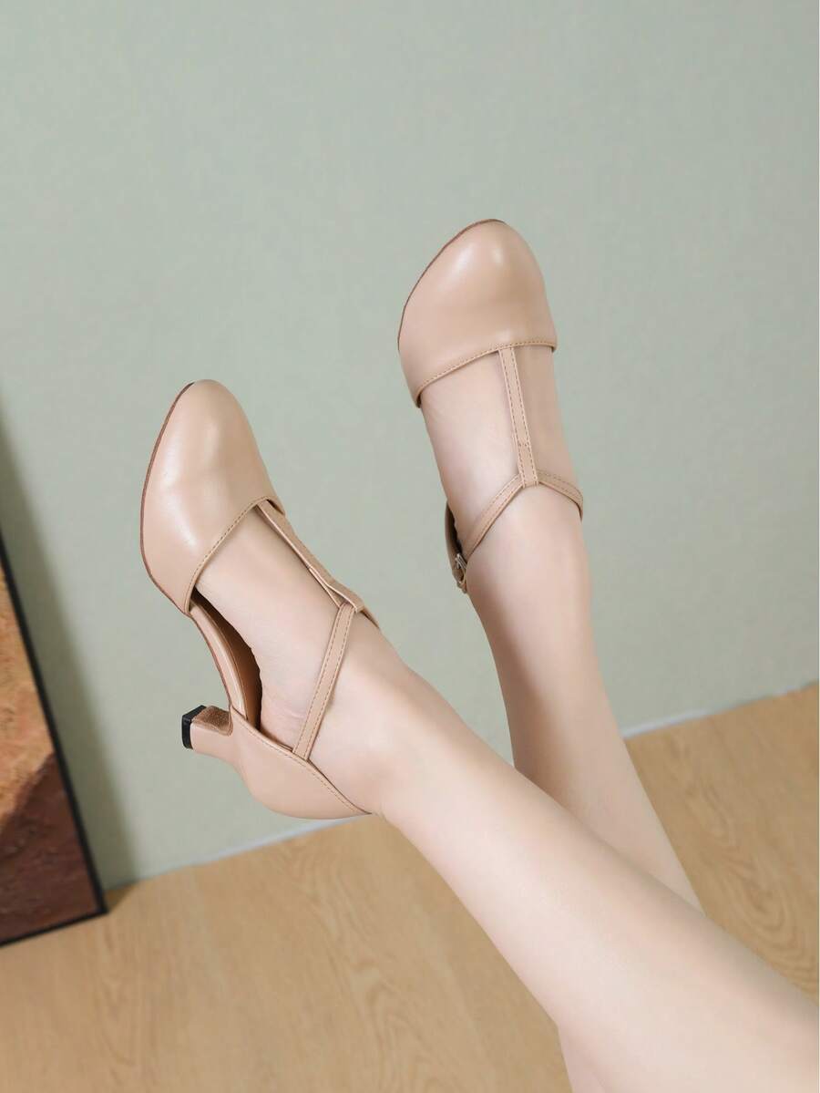 SENMANYU Character Shoes For Women Dance Shoes  2.17" Ankle Strap Dancing Heels For Ballroom Salsa Tango Flamenco Latin  Wedding Shoes - 杏色 - 查看 1