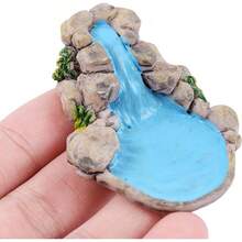 piscina de agua en miniatura, accesorios de jardín de hadas, adorno de escena vintage de micropaisaje, puente pequeño y agua que fluye, decoración de estatua de casa de muñecas, falso jardín de - 3 - Ver 4