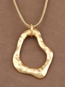 1 Piece Fashion Silver Gold Color Asymmetrical Hollow Open Square Shape Pendant Rope Necklace For Women's Daily Wear 18"+2" Extend Chain