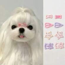 长毛犬适用迷你骨头形状发夹,多种颜色可选;可爱波点糖果色狗狗发夹;猫咪毛发饰品;宠物毛发装饰套装;随机颜色骨头图案 - 彩色 - 查看 3