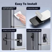 1 pièce Verrou de réfrigérateur avec cordon en silicone, sécurité enfant, pour congélateur, noir et blanc