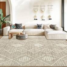 Large Washable 6x9 Area Rug: Boho Moroccan Geometric Neutral, Non-Slip Foldable Indoor Floor Carpet For Living Room, Bedroom, Dining Table - Beige, 6X9 - Krem Beige - View 2