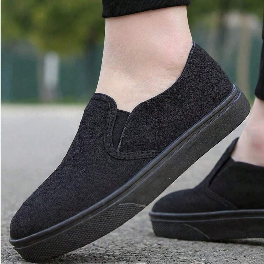 UNISEX Canvas Shoes/ Without Laces/ Comfortable Shoes/ Canvas Shoes - 黑色 - 查看 1