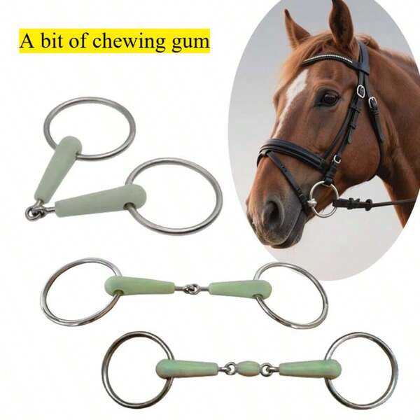 1 pieza Bocado de acero inoxidable con revestimiento de goma con aroma a manzana