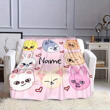 Personalized Custom Name Blanket - Machine Washable, Polyester Flannel With Cute Cartoon Animals & Hearts, Ideal For Home Decor, Bed, Sofa, Camping - Perfect Christmas & Birthday Gift, Birthday Gift Blanket | Playful Design | Durable Polyester, Cute Room Decor,Ultra-Soft Flannel Throw Blanket Digital Printing, 280gsm, All-Season Comfort Polyester Blankets Great Gift For Friend, Family, Wedding, Birthday,Warm,Soft,Comfortable,Cozy Personalized Ideal Gifts For Him,Her,Boyfriend,Girlfriend,Dad,Mom,Family,Friends,Pets ,For Anniversaries,Valentine's Day,Mother's Day,Birthdays,Father's Day,Weddings,Graduation,Christmas,Housewarming Sofa,Bed,Car,Bedroom,Living Room,Office,Outdoor Camping,Beach,Wall Decoration - Nhiều màu 7 - Xem 4