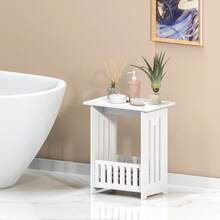 Vandise Modern White Nightstand Bedside Table, Small Narrow Side End Table For Sofa Living Room, Minimalist Storage Cabinet, Compact Slim Night Stand With Shelf