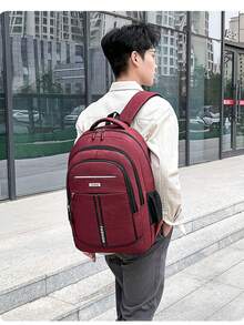 Mochila de grande capacidade para homens, para lazer, viagens e uso de computador. Adequada para estudantes do ensino médio, faculdade e universidade. - Multicolorido - Visão 8