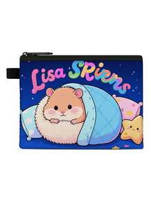 1 pieza Monedero compacto con cremallera, bolsa con cremallera de poliéster de moda y duradera, diseño divertido impreso con estilo de hámster encantador, ideal para guardar monedas y pequeños artículos esenciales, cierre , regalo original, material duradero, fácil de mantener