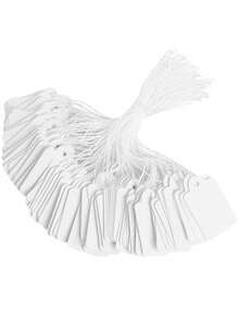 100 piezas Etiquetas de marcado blancas con cordón, Etiquetas colgantes para joyas, Etiquetas de precio con cordón, Etiquetas de etiquetado en blanco para precios de regalos, joyas, ropa, etiquetas de precio de mercancías, etiquetas de prendas de vestir, etiquetas de regalos para fiestas