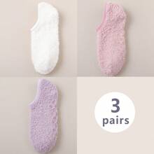 3 双/1 双男女通用珊瑚绒保暖船袜，厚款防寒毛绒情侣家居袜，鞋底有防滑橡胶点，柔软舒适，冬季