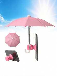 1/2/5pcs Phone Umbrella For Sun, Phone Clamp Umbrella, Outdoor Waterproof Sunshade Umbrella With Phone Holder, Anti-UV Mini Umbrella For Light Rain, Universal Phone Sun Visor, Mini Pink Umbrella, Mobile Phone Stand Umbrella, Outdoor Anti-Glare Phone Sun Shade, Travel Essentials, Workout, School Supplies, Holiday, Camping, Vacation Accessories - Multicolor - View 4