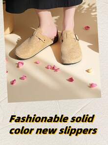 Sandalias de mujer 2025, zapatos planos de mujer sin cordones, nuevas zapatillas de mujer con hebilla cuadrada a juego, botas, mocasines lisos versátiles sin cordones - Caqui - Ver 5