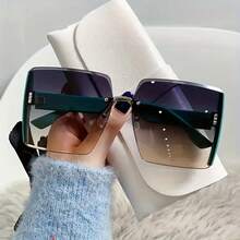 Retro Square Glasses, Popular Large Frame Glasses, Polarized Glasses Suitable For Women - 綠色邊框漸變 - 查看 9