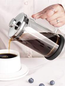 1 PIEZA Cafetera de émbolo francés, jarra de vidrio borosilicato de doble pared aislada, ensamblaje de filtro/émbolo de acero inoxidable apto para lavavajillas, base de silicona extraíble, cafetera de émbolo fácil de limpiar, juego de olla para espresso y té para el hogar y la oficina - Elegante y fácil de limpiar cafetera para preparar bebidas