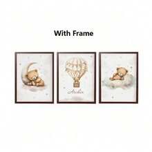 3pcs Children's Room Cartoon Bear Decoration Poster Hanging Picture Suitable For Kindergarten Toy City Wall Shanghai Newspaper Printing High Definition Canvas Material Mural Optional Frame
