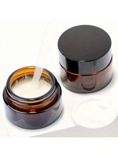 1/5/10pcs Amber Glass Cosmetic Jars With Lids, Refillable Travel Containers For Creams And Lotions, Portable Light-Proof DIY Sample Bottles For Eye Cream/Face Cream Storage