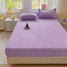 1 Stück luxuriöse Korallenfleece Spannbettlaken, Bettbezug, dicke warme Milchvelour Matratzenschoner, maschinenwaschbar, Kissenbezug nicht enthalten, weich und bequem für Schlafzimmer Bettwäsche. Geeignet für Einzel-, Doppel-, King- und Queensize-Betten. Maschinenwaschbar