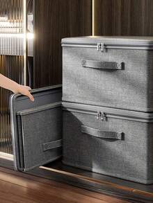 Foldable Storage Box With Zipper Lid, Handled Storage Cube Basket For Closet Clothes Organization - Multicolor - View 1