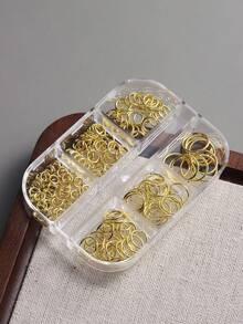 6/12pcs Grid Gold & Silver Nail Art Accessories Open Rings Connector Single Rings Metal Rings DIY Jewelry Making Materials For Bracelet, Necklace, Beading, Pendant Nail Supplies Nails Nail Charms - Multicolor - View 11