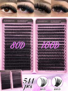 544/640 Stücke D-Curl Flauschige Künstliche Wimpern, Hohe Kapazität, Geeignet zum Erstellen von dichtem, flauschigem und natürlichem Augen-Make-up, DIY Make-up Zuhause, Großes Einzelwimpern Buch, Geeignet für Anfänger, Einsteiger, Make-up Künstler, Weich und langanhaltend, Kann DIY Fuchsaugen/Katzenaugen Make-up, Segmentierte Wimpernverlängerung - D - Übersicht 3