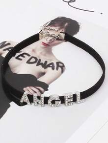 1pc Customized Gothic Letter Choker Necklace For Women, Black Soft Collar Necklace For Party, DIY Personalized Name Necklace Gift