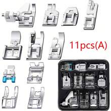 1/6/11pcs Modern Iron Alloy Household Sewing Machine Presser Foot Set, Zigzag, Straight Stitch, Roller, Sewing Machine Presser Foot Attachments, Suitable For Singer, Brother, Janome And Other Low Shank Adapters