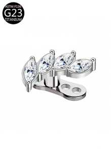 1pc Minimalist Titanium Embedded Cubic Zirconia Flower, Cross, Star Decor Piercing Stud, Suitable For Wearers