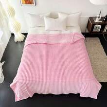 300g High Density Solid Color Flannel Blanket, New 2025 Collection - Baby Pink - View 6