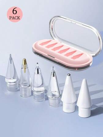 Puntas para Apple Pencil, paquete de 6 puntas de repuesto mejoradas con estuche, puntas de lápiz de metal de control preciso sin desgaste compatibles con Apple Pencil de 1.ª y 2.ª generación, USB-C y iPad Pro Pencil