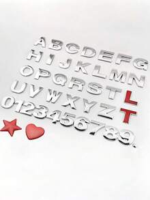 2Pcs 3D Metal Car Letter And Number Decals - DIY Customizable Letter And Number Logo For Vehicle Styling, Zinc Alloy Construction Ensures Longevity And Durability, Perfect For Personalizing The Rear, Side Or Interior Of Your Car, Easy To Apply And Remove Without Residue, UV And Weatherproof, Suitable For All Car Models