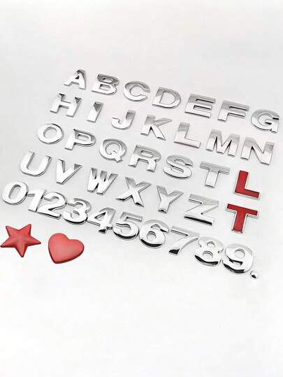 2 件 3D 金属汽车字母和数字贴花 - DIY 可定制字母和数字徽标，用于车辆造型，锌合金结构确保长寿和耐用，非常适合个性化您的汽车后部、侧面或内部，易于粘贴和去除，无残留，防紫外线和防风雨，适用于所有车型