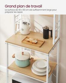VASAGLE Baker's Racks - Beige Chêne, White Classique - View 4