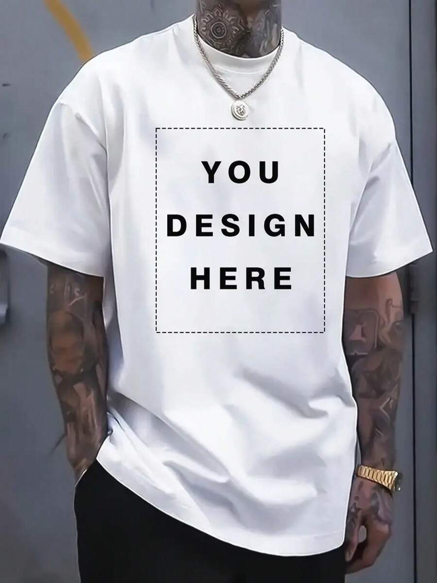 Customized Men's T-Shirt,100% Cotton Regular Fit Tee,Personalize With Your Own Photo,Upload Your Photo/Family/Lover/Pet/Best Friend, Anniversary Gift, Company Team Building Uniform, Music Festival Outfit, S-XXXL, Gift For Him, Father's Day Gift - White - View 1