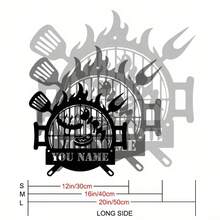 1pc Customized Metal Barbecue Nameplate, Personalized Outdoor Grill Decor Plate, Engraved Plaque For Grandpa Gift, Custom Metal Wall Art For Backyard - Black - View 22