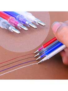 24pcs/Set 20 Mixed Color High Temperature Disappearing Fabric Marking Pens Refills With 4 Pen Holders, Heat Erasable Fabric Marker Pens For Sewing, Tailoring And Quilting (Random Red Pen Ink Color)