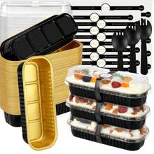 100 Pack Mini Loaf Pans With Lids Rectangle Individual Cake Pans Aluminum Foil Pans For Large Gatherings Picnics Vacations Parties (Pink, 6.8 OZ) - 彩色 - 查看 9