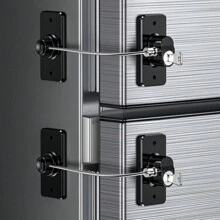 1 pièce Verrou de réfrigérateur avec cordon en silicone, sécurité enfant, pour congélateur, noir et blanc