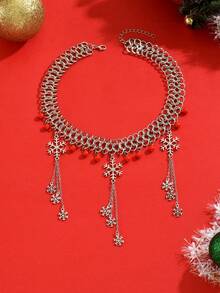 1pc Classic Minimalist Versatile Daily Wear Multi-Snowflake Pendant Layered Necklace, Suitable For Christmas Gifts, Everyday Commute, Holiday Parties, Gifts For Friends And Family